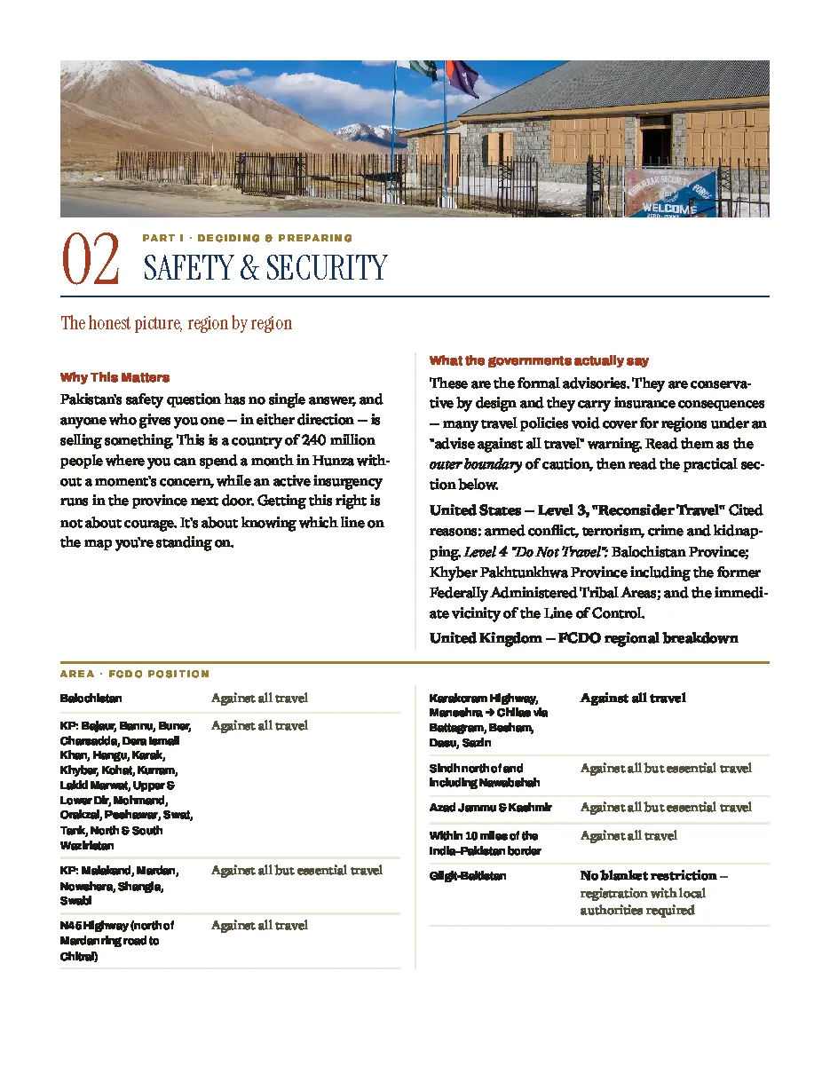 Pakistan Guide preview — Safety & Security, region by region