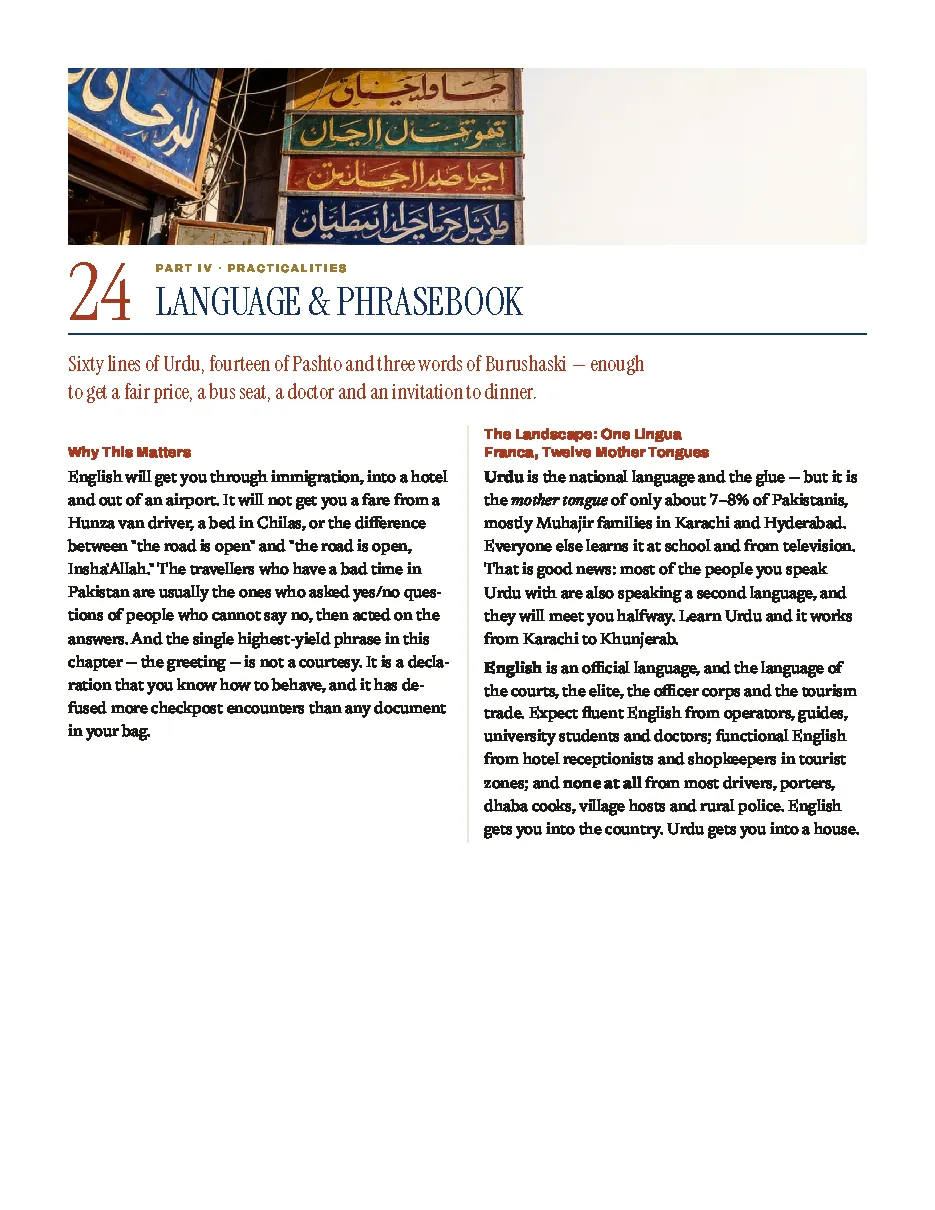 Pakistan Guide preview — Language & Phrasebook